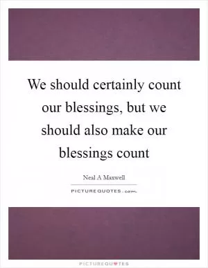 We should certainly count our blessings, but we should also make our blessings count Picture Quote #1