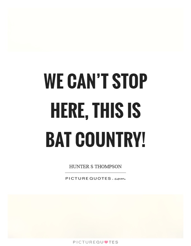 We can't stop here, this is bat country! Picture Quote #1