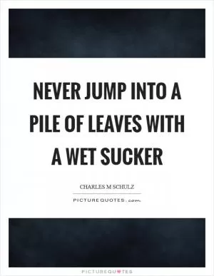 Never jump into a pile of leaves with a wet sucker Picture Quote #1