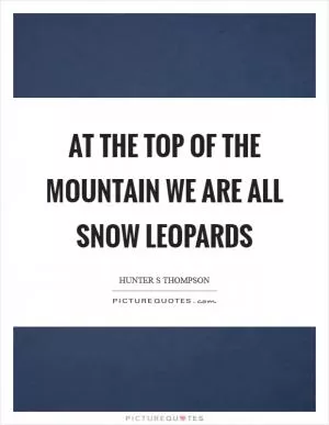 At the top of the mountain we are all snow leopards Picture Quote #1