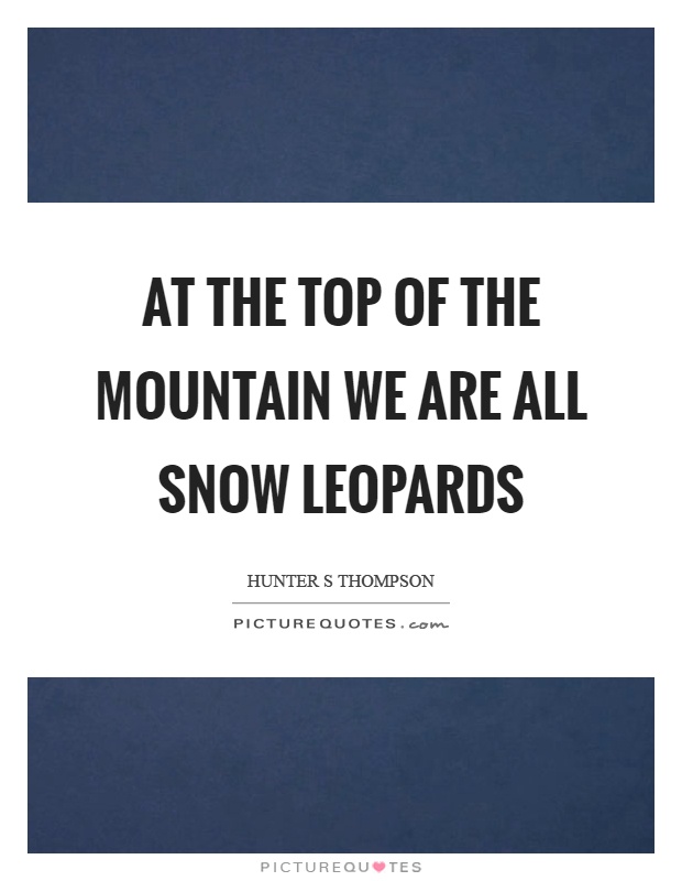 At the top of the mountain we are all snow leopards Picture Quote #1