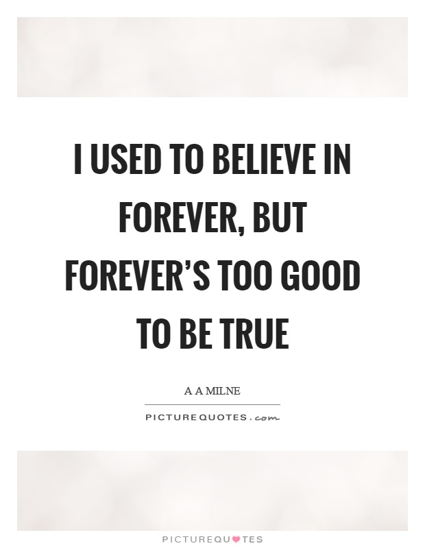 I used to believe in forever, but forever's too good to be true Picture Quote #1