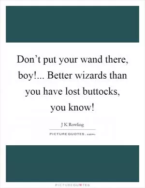 Don’t put your wand there, boy!... Better wizards than you have lost buttocks, you know! Picture Quote #1