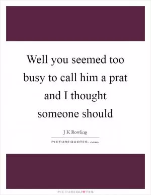 Well you seemed too busy to call him a prat and I thought someone should Picture Quote #1