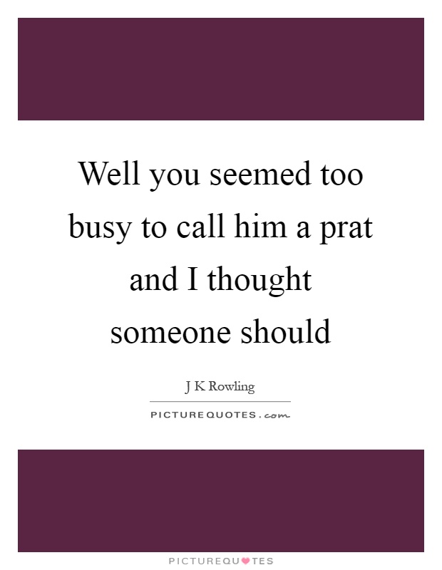 Well you seemed too busy to call him a prat and I thought someone should Picture Quote #1