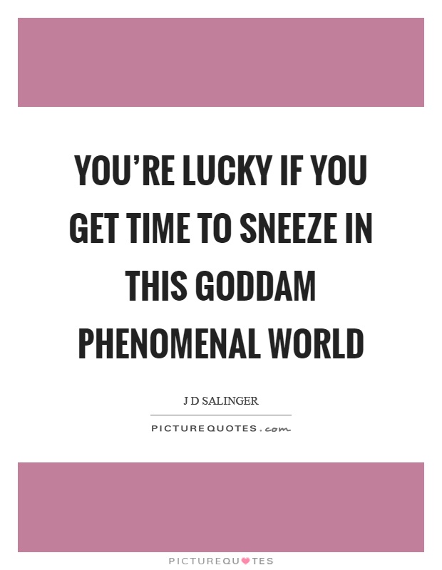 You're lucky if you get time to sneeze in this goddam phenomenal world Picture Quote #1