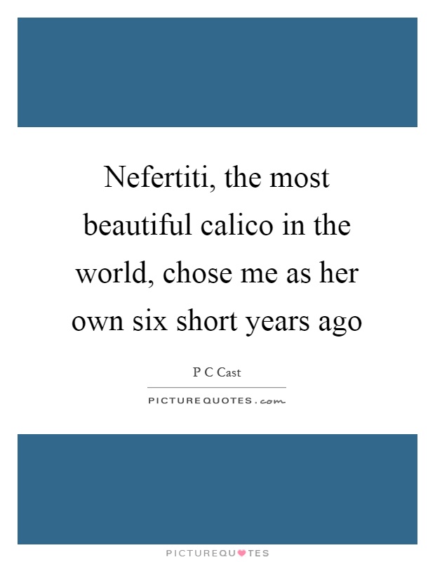Nefertiti, the most beautiful calico in the world, chose me as her own six short years ago Picture Quote #1