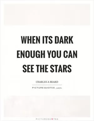 When its dark enough you can see the stars Picture Quote #1