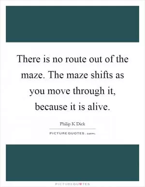 There is no route out of the maze. The maze shifts as you move through it, because it is alive Picture Quote #1