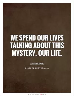 We spend our lives talking about this mystery. Our life Picture Quote #1