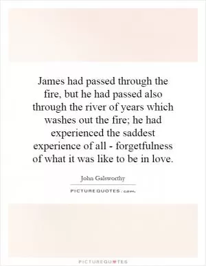 James had passed through the fire, but he had passed also through the river of years which washes out the fire; he had experienced the saddest experience of all - forgetfulness of what it was like to be in love Picture Quote #1