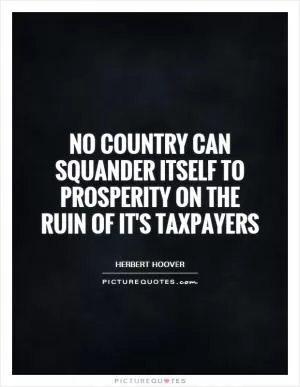 No country can squander itself to prosperity on the ruin of it's taxpayers Picture Quote #1