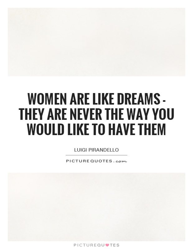 Women are like dreams - they are never the way you would like to have them Picture Quote #1