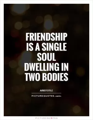 Friendship is a single soul dwelling in two bodies Picture Quote #1