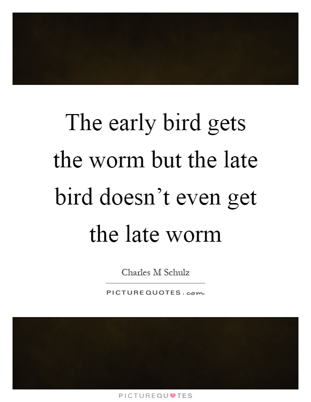 The early bird gets the worm but the late bird doesn't even get the late worm Picture Quote #1