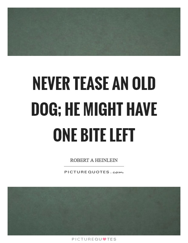 Never tease an old dog; he might have one bite left Picture Quote #1