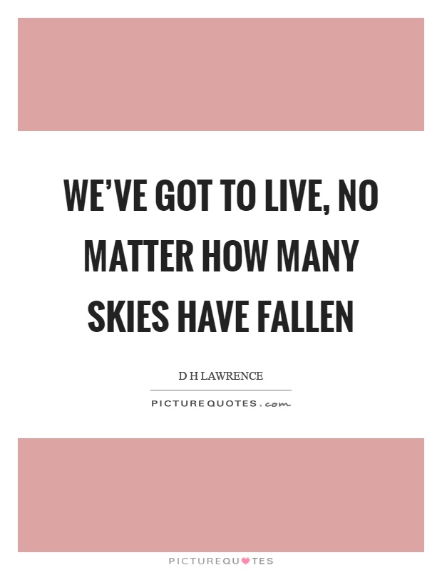 We've got to live, no matter how many skies have fallen Picture Quote #1