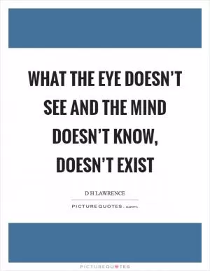 What the eye doesn’t see and the mind doesn’t know, doesn’t exist Picture Quote #1