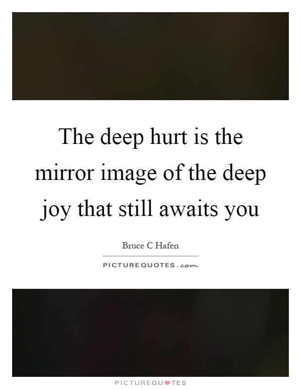 The deep hurt is the mirror image of the deep joy that still awaits you Picture Quote #1