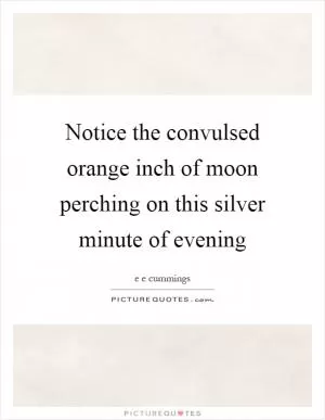 Notice the convulsed orange inch of moon perching on this silver minute of evening Picture Quote #1