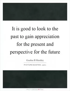 It is good to look to the past to gain appreciation for the present and perspective for the future Picture Quote #1