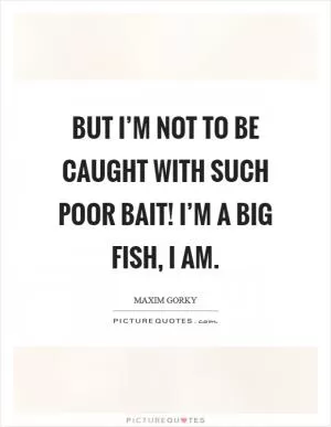 But I’m not to be caught with such poor bait! I’m a big fish, I am Picture Quote #1
