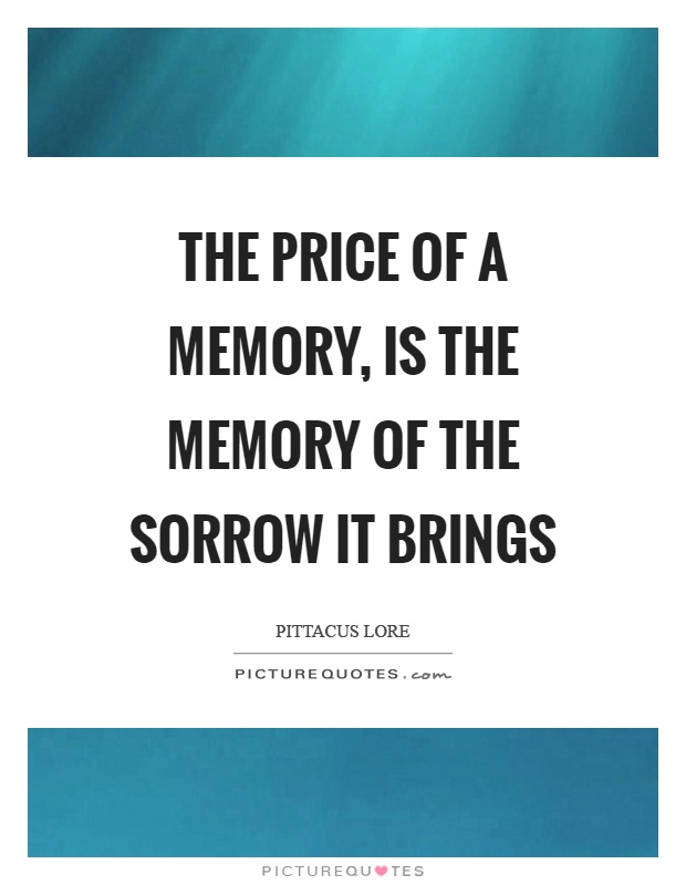 The price of a memory, is the memory of the sorrow it brings Picture Quote #1