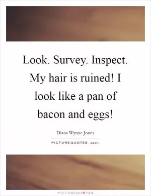 Look. Survey. Inspect. My hair is ruined! I look like a pan of bacon and eggs! Picture Quote #1