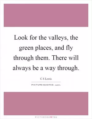 Look for the valleys, the green places, and fly through them. There will always be a way through Picture Quote #1