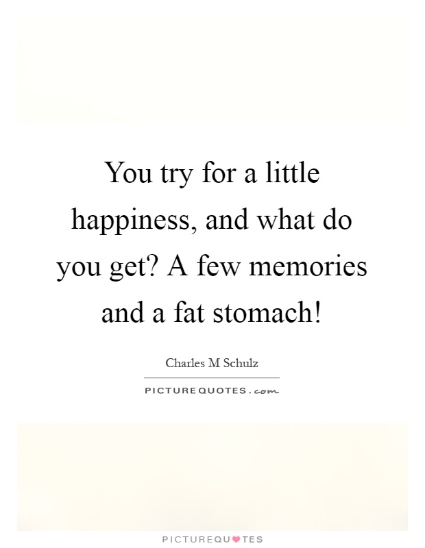 You try for a little happiness, and what do you get? A few memories and a fat stomach! Picture Quote #1