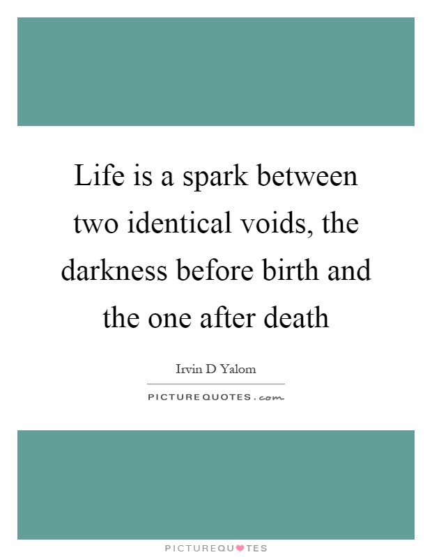 Life is a spark between two identical voids, the darkness before birth and the one after death Picture Quote #1