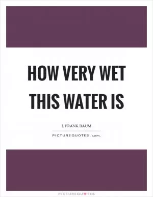 How very wet this water is Picture Quote #1
