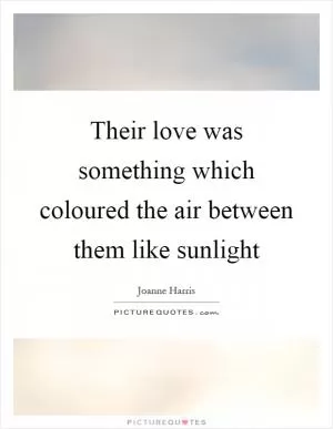 Their love was something which coloured the air between them like sunlight Picture Quote #1
