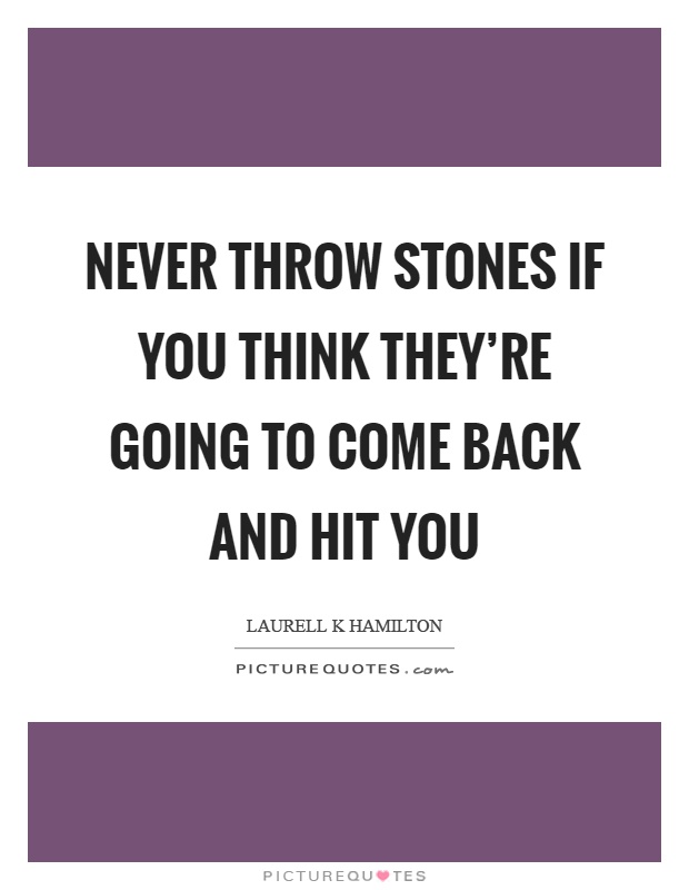 Never throw stones if you think they're going to come back and hit you Picture Quote #1
