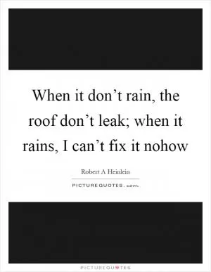 When it don’t rain, the roof don’t leak; when it rains, I can’t fix it nohow Picture Quote #1