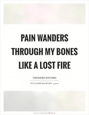 Pain wanders through my bones like a lost fire Picture Quote #1