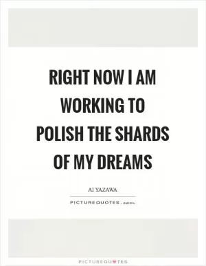 Right now I am working to polish the shards of my dreams Picture Quote #1