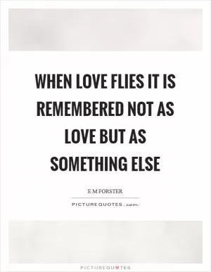 When love flies it is remembered not as love but as something else Picture Quote #1