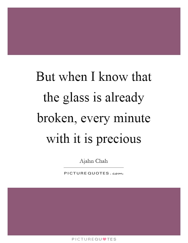 But when I know that the glass is already broken, every minute with it is precious Picture Quote #1