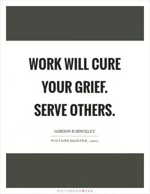 Work will cure your grief. Serve others Picture Quote #1