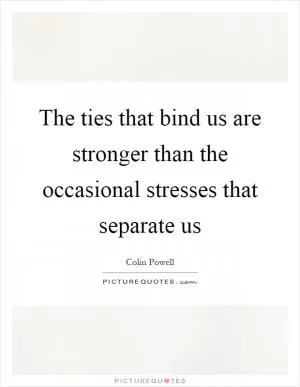The ties that bind us are stronger than the occasional stresses that separate us Picture Quote #1