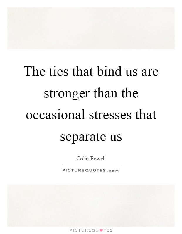 The ties that bind us are stronger than the occasional stresses that separate us Picture Quote #1