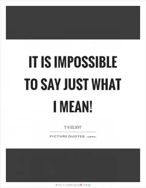It is impossible to say just what I mean! Picture Quote #1