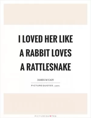 I loved her like a rabbit loves a rattlesnake Picture Quote #1