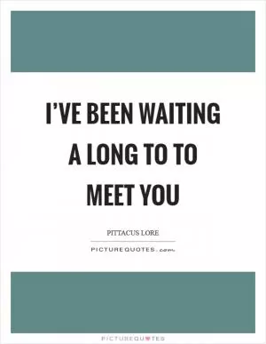 I’ve been waiting a long to to meet you Picture Quote #1