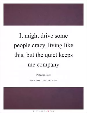 It might drive some people crazy, living like this, but the quiet keeps me company Picture Quote #1