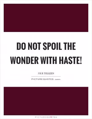 Do not spoil the wonder with haste! Picture Quote #1