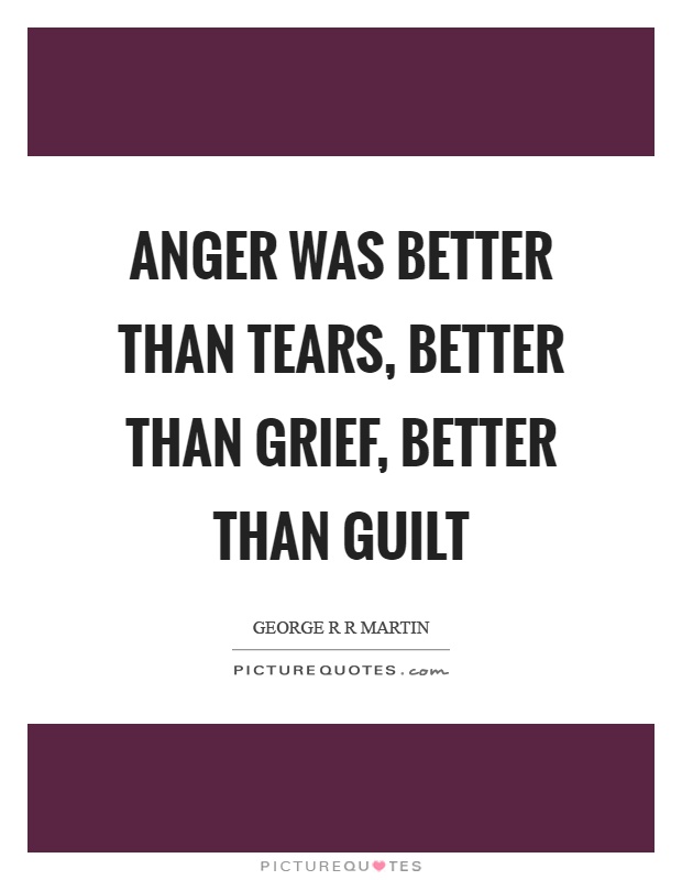 Anger was better than tears, better than grief, better than guilt Picture Quote #1