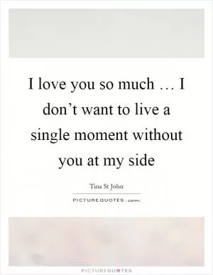 I love you so much … I don’t want to live a single moment without you at my side Picture Quote #1