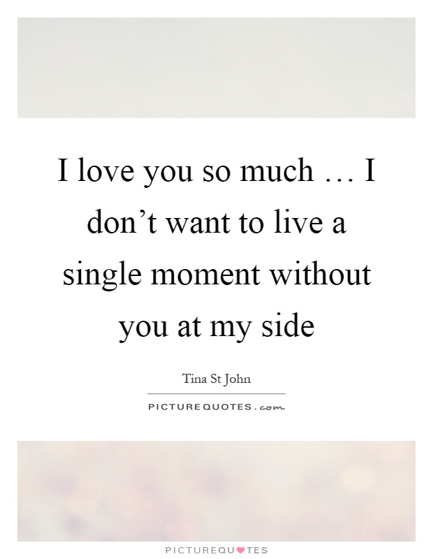 I love you so much … I don't want to live a single moment without you at my side Picture Quote #1